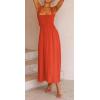 imageCHARTOU Women Sexy Spaghetti Strap Cut Out Smocked Dress Party Backless Flowy Midi Dress with PocketOrange