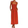 imageCHARTOU Women Sexy Spaghetti Strap Cut Out Smocked Dress Party Backless Flowy Midi Dress with PocketOrange