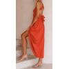 imageCHARTOU Women Sexy Spaghetti Strap Cut Out Smocked Dress Party Backless Flowy Midi Dress with PocketOrange
