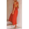 imageCHARTOU Women Sexy Spaghetti Strap Cut Out Smocked Dress Party Backless Flowy Midi Dress with PocketOrange