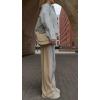 imageCHARTOU Women Side Stripes Patchwork Wide Leg Denim Pants High Rise Straight Jeans with PocketsLight Blue