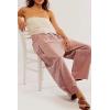 imageCHARTOU Womens Baggy Barrel Pant Wide Leg Horseshoe Ankle Jeans Mid Rise Harem Y2K Denim Pants with PocketsPink