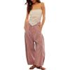 imageCHARTOU Womens Baggy Barrel Pant Wide Leg Horseshoe Ankle Jeans Mid Rise Harem Y2K Denim Pants with PocketsPink