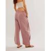 imageCHARTOU Womens Baggy Barrel Pant Wide Leg Horseshoe Ankle Jeans Mid Rise Harem Y2K Denim Pants with PocketsPink