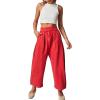 imageCHARTOU Womens Baggy Barrel Pant Wide Leg Horseshoe Ankle Jeans Mid Rise Harem Y2K Denim Pants with PocketsRed