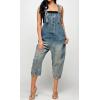 imageCHARTOU Womens Casual Loose Fit Jean Jumpsuit Overalls Crop Harem Denim PantsBlue