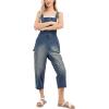 imageCHARTOU Womens Casual Loose Fit Jean Jumpsuit Overalls Crop Harem Denim PantsBlue