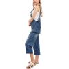 imageCHARTOU Womens Casual Loose Fit Jean Jumpsuit Overalls Crop Harem Denim PantsDark Blue