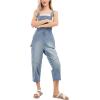 imageCHARTOU Womens Casual Loose Fit Jean Jumpsuit Overalls Crop Harem Denim PantsLight Blue