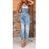 imageCHARTOU Womens Casual Loose Fit Jean Jumpsuit Overalls Crop Harem Denim PantsLight Blue