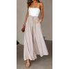 imageCHARTOU Womens Comfy Drawstring High Waist Wide Leg Casual Palazzo Culottes PantsBeige