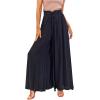 imageCHARTOU Womens Comfy Drawstring High Waist Wide Leg Casual Palazzo Culottes PantsBlack