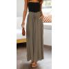 imageCHARTOU Womens Comfy Drawstring High Waist Wide Leg Casual Palazzo Culottes PantsGreen