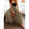 imageCHARTOU Womens Comfy Drawstring High Waist Wide Leg Casual Palazzo Culottes PantsGreen