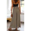 imageCHARTOU Womens Comfy Drawstring High Waist Wide Leg Casual Palazzo Culottes PantsGreen