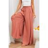 imageCHARTOU Womens Comfy Drawstring High Waist Wide Leg Casual Palazzo Culottes PantsTangerine