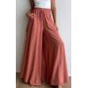 imageCHARTOU Womens Comfy Drawstring High Waist Wide Leg Casual Palazzo Culottes PantsTangerine