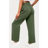 imageCHARTOU Womens Elastic SelfTie Waist WideLeg Lightweight Palazzo Beach PantsGreen