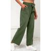 imageCHARTOU Womens Elastic SelfTie Waist WideLeg Lightweight Palazzo Beach PantsGreen