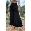 imageCHARTOU Womens Linen Wide Leg Pants High Waisted Tiered Palazzo Beach Flowy PantsBlack