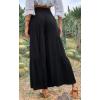 imageCHARTOU Womens Linen Wide Leg Pants High Waisted Tiered Palazzo Beach Flowy PantsBlack