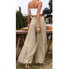 imageCHARTOU Womens Linen Wide Leg Pants High Waisted Tiered Palazzo Beach Flowy PantsKhaki