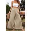 imageCHARTOU Womens Linen Wide Leg Pants High Waisted Tiered Palazzo Beach Flowy PantsKhaki