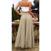 imageCHARTOU Womens Linen Wide Leg Pants High Waisted Tiered Palazzo Beach Flowy PantsKhaki