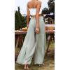 imageCHARTOU Womens Linen Wide Leg Pants High Waisted Tiered Palazzo Beach Flowy PantsMint