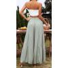 imageCHARTOU Womens Linen Wide Leg Pants High Waisted Tiered Palazzo Beach Flowy PantsMint