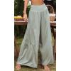 imageCHARTOU Womens Linen Wide Leg Pants High Waisted Tiered Palazzo Beach Flowy PantsMint