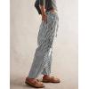 imageCHARTOU Womens Striped Barrel Jeans Baggy Mid Waist Drawstring Jeans Denim Patchwork Cropped Wide Leg PantsBlack