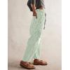 imageCHARTOU Womens Striped Barrel Jeans Baggy Mid Waist Drawstring Jeans Denim Patchwork Cropped Wide Leg PantsGreen