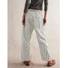 imageCHARTOU Womens Striped Barrel Jeans Baggy Mid Waist Drawstring Jeans Denim Patchwork Cropped Wide Leg PantsGrey