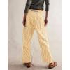 imageCHARTOU Womens Striped Barrel Jeans Baggy Mid Waist Drawstring Jeans Denim Patchwork Cropped Wide Leg PantsYellow