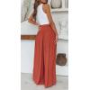 imageCHARTOU Womens Summer Lightweight Elastic Smocked Waist Cotton Flowy WideLeg Palazzo PantsRusty Red