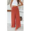 imageCHARTOU Womens Summer Lightweight Elastic Smocked Waist Cotton Flowy WideLeg Palazzo PantsRusty Red
