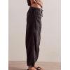 imageCHARTOU Womens Trendy Mid Rise Barrel Jeans Drawstring Boyfriend Denim Pants Harem Y2K Jeans with PocketsBlack