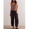imageCHARTOU Womens Trendy Mid Rise Barrel Jeans Drawstring Boyfriend Denim Pants Harem Y2K Jeans with PocketsBlack
