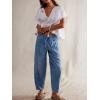 imageCHARTOU Womens Trendy Mid Rise Barrel Jeans Drawstring Boyfriend Denim Pants Harem Y2K Jeans with PocketsLight Blue