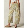 imageCHARTOU Womens Wide Leg Cropped Jeans Pants Baggy High Rise Denim Pants Y2k Graffiti Barrel JeansFloral
