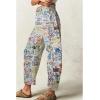 imageCHARTOU Womens Wide Leg Cropped Jeans Pants Baggy High Rise Denim Pants Y2k Graffiti Barrel JeansGraffiti