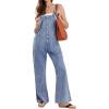 imageCHARTOU Casual Denim Jumpsuit for Women Overalls Wide Leg Jumpsuit Jeans Denim Bib Overalls Dungaree PocketsLight Blue
