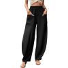 imageCHARTOU Casual Elastic Waist Harem Pants Women with Pockets Summer Barrel Pants Palazzo Sweatpants Lightweight SlacksBlack