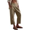 imageCHARTOU Denim Harem Pants for Women Loose Fit Wide Leg Cropped Barrel JeansKhaki