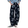 imageCHARTOU Floral Barrel Jeans Women Y2k Baggy Wide Leg Pants Patchwork Boyfriend Cargo Printed Denim JeansBlack