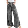 imageCHARTOU Women Baggy Wide Leg Drawstring Jeans Flare Elastic High Waist Star Printed Jeans Loose Denim PantsGrey