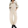 imageCHARTOU Women Casual Denim Bib Overalls Baggy Barrel Jeans Y2k Wide Leg Denim Jumpsuit Mid Rise Boyfriend Harem PantsOffwhite