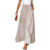 imageCHARTOU Womens Comfy Drawstring High Waist Wide Leg Casual Palazzo Culottes PantsBeige