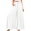 imageCHARTOU Womens Comfy Drawstring High Waist Wide Leg Casual Palazzo Culottes PantsWhite